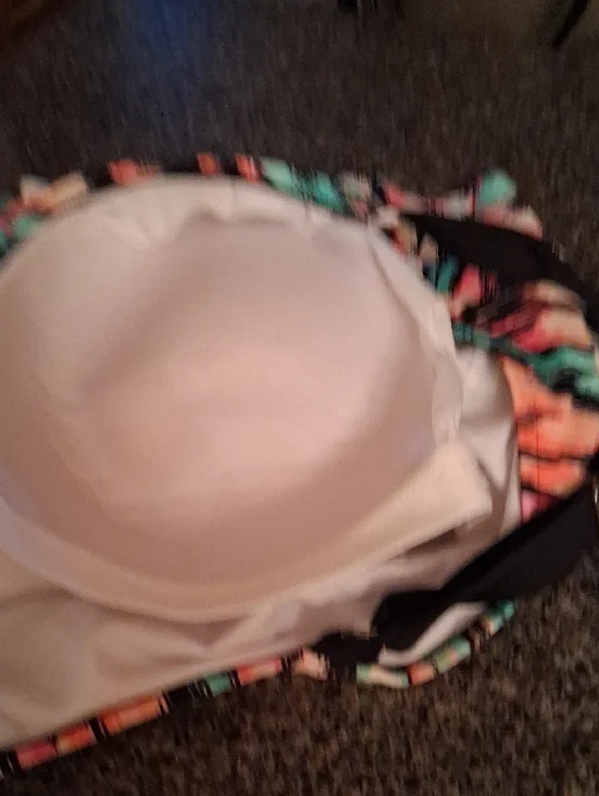 Ava & Viv Teal Pink and Black Abstract V-Neck One-Piece Tankini - Picture 7 of 9